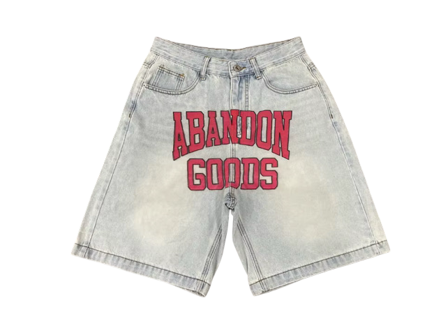 Varsity denim shorts